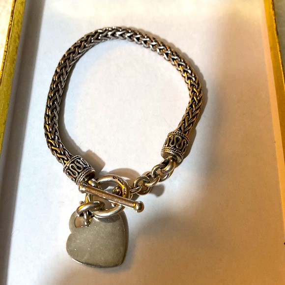 Sterling Silver Braided Rope & Heart Charm Bracelet - Picture 5 of 7